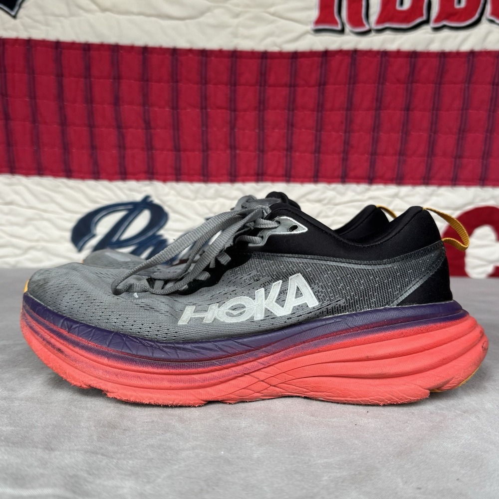 Size 8d - Hoka One One Bondi 8 Grey Black White Red‎ Men's Shoes